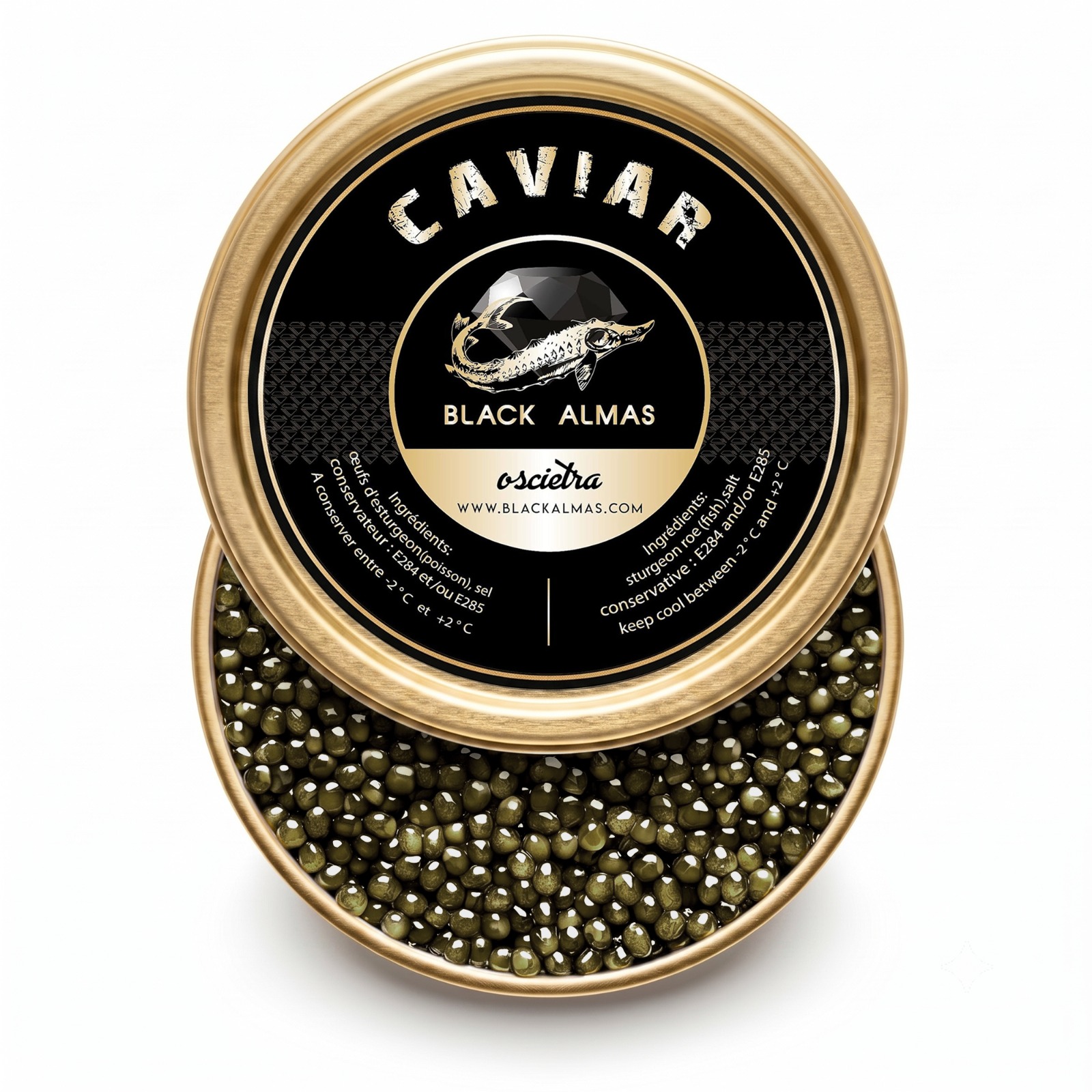 Caviar Osciètre Black Almas – Caviar premium aux grains ambrés, livraison rapide en France
