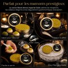 Dégustation de Caviar Impérial Gold Black Almas avec cuillère en nacre.