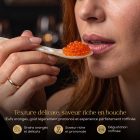 Grains d'œufs de saumon frais rouges