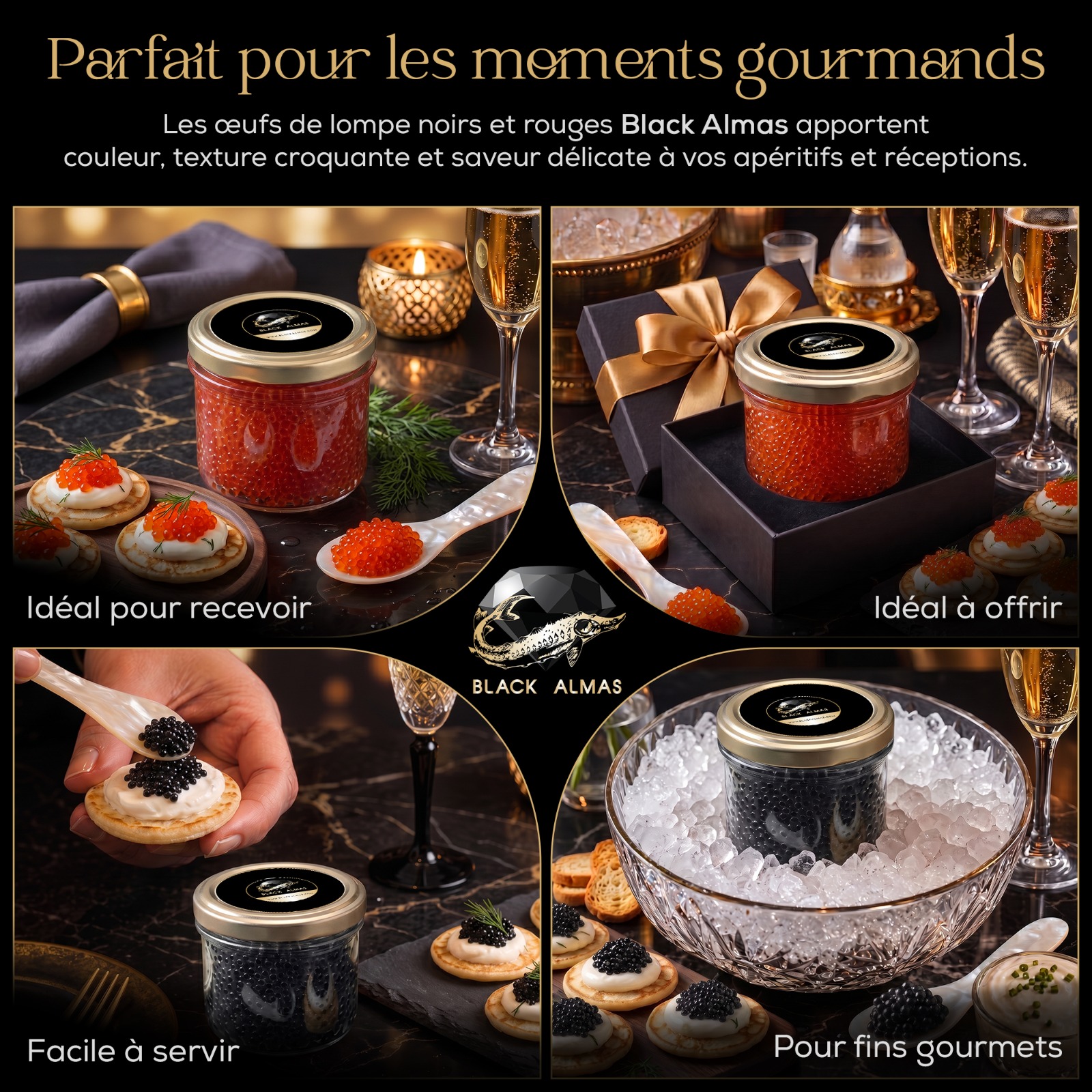 Œufs de lompe noirs et rouges Black Almas