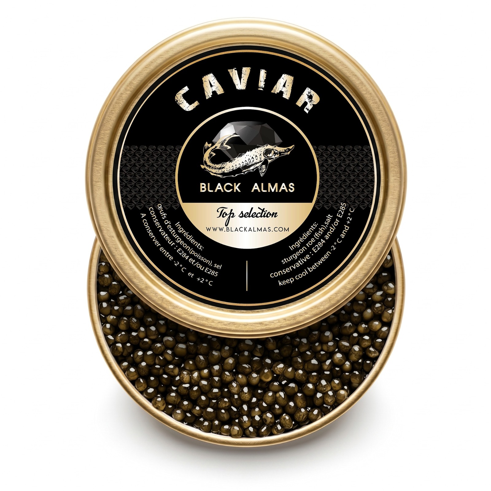 Caviar Top Selection Black Almas – Caviar premium aux grains raffinés, livraison express en France et en Europe