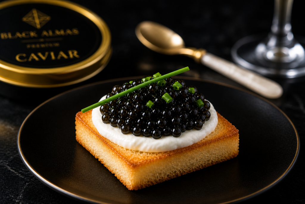 Résultat un toast au caviar parfait